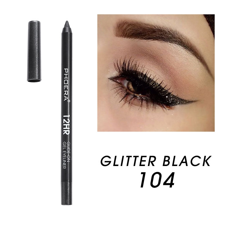 These long-lasting, water-resistant gel eyeliners. Super-rich pigmented colors that glide on easily, creamy for blending and stays put. This formula dries fast to a long-lasting finish that will not budge for 12+ hours. When your eye liner starts to get dull, use the sharpener to grind them back to a perfect point.     Specifications:  Size: 14.4*2*12.cm  Weight: 11g  Shelf Life: 3 Years  Cruelty free and vegan.     Package Included:  1 Eyeliner