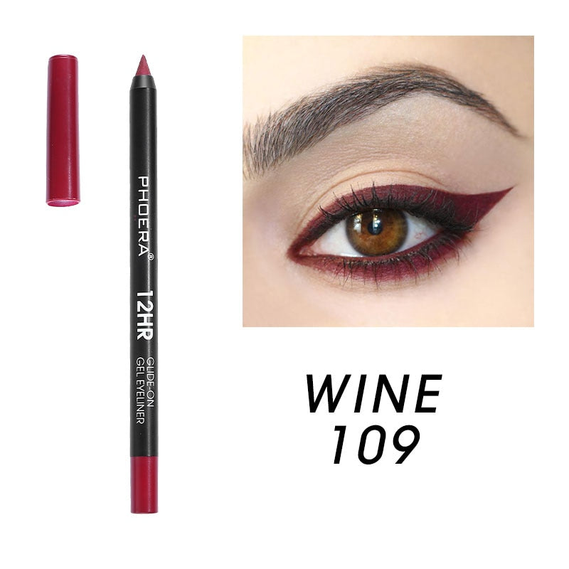 These long-lasting, water-resistant gel eyeliners. Super-rich pigmented colors that glide on easily, creamy for blending and stays put. This formula dries fast to a long-lasting finish that will not budge for 12+ hours. When your eye liner starts to get dull, use the sharpener to grind them back to a perfect point.     Specifications:  Size: 14.4*2*12.cm  Weight: 11g  Shelf Life: 3 Years  Cruelty free and vegan.     Package Included:  1 Eyeliner