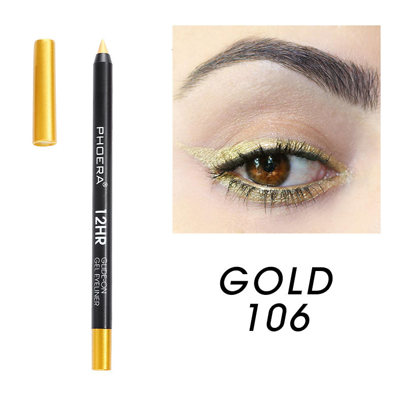 These long-lasting, water-resistant gel eyeliners. Super-rich pigmented colors that glide on easily, creamy for blending and stays put. This formula dries fast to a long-lasting finish that will not budge for 12+ hours. When your eye liner starts to get dull, use the sharpener to grind them back to a perfect point.     Specifications:  Size: 14.4*2*12.cm  Weight: 11g  Shelf Life: 3 Years  Cruelty free and vegan.     Package Included:  1 Eyeliner