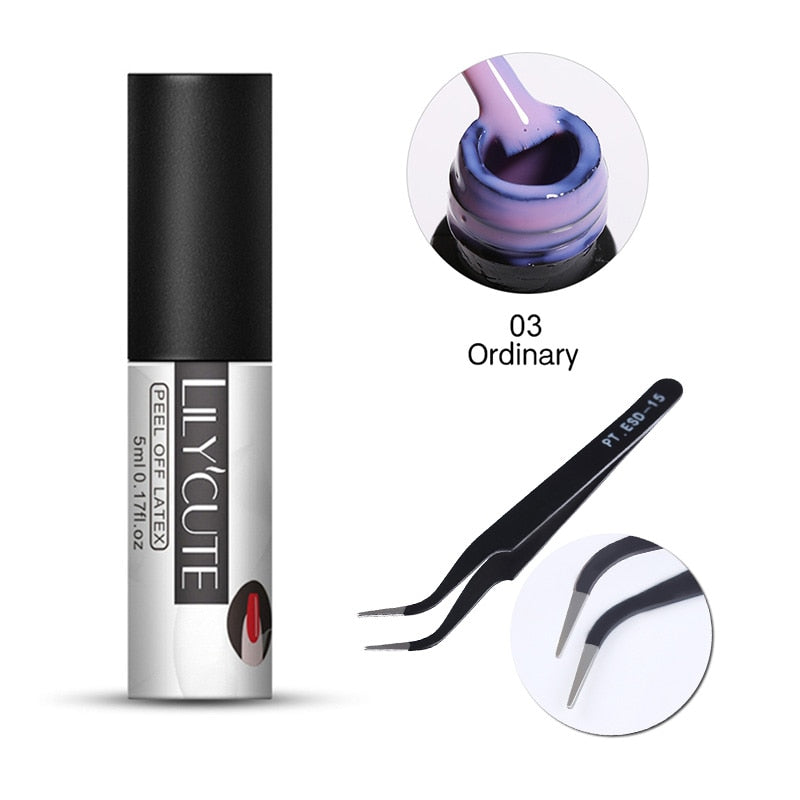 This high-quality peel off liquid tape prevents nail polish and gels from applied on the skin. It is easy to remove and environmentally safe. Create a perfect nail art with this peel off liquid tape that avoids the nail polish to stain your cuticle and fingers.