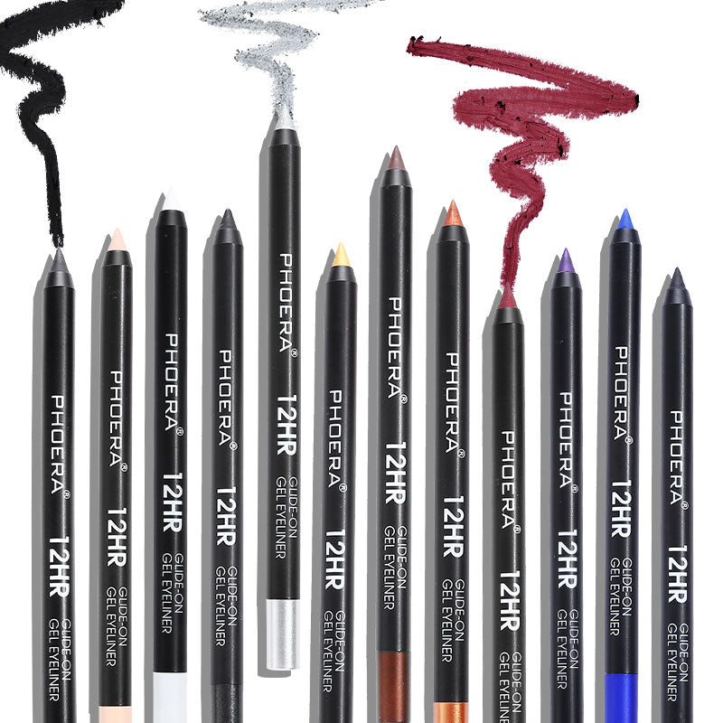 These long-lasting, water-resistant gel eyeliners. Super-rich pigmented colors that glide on easily, creamy for blending and stays put. This formula dries fast to a long-lasting finish that will not budge for 12+ hours. When your eye liner starts to get dull, use the sharpener to grind them back to a perfect point.     Specifications:  Size: 14.4*2*12.cm  Weight: 11g  Shelf Life: 3 Years  Cruelty free and vegan.     Package Included:  1 Eyeliner