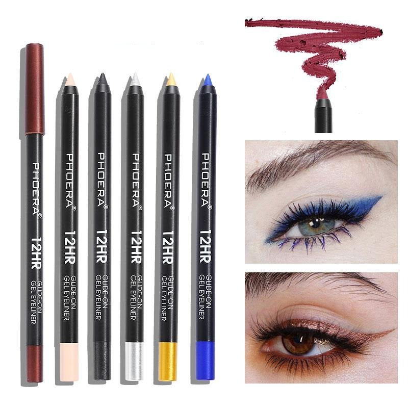 These long-lasting, water-resistant gel eyeliners. Super-rich pigmented colors that glide on easily, creamy for blending and stays put. This formula dries fast to a long-lasting finish that will not budge for 12+ hours. When your eye liner starts to get dull, use the sharpener to grind them back to a perfect point.     Specifications:  Size: 14.4*2*12.cm  Weight: 11g  Shelf Life: 3 Years  Cruelty free and vegan.     Package Included:  1 Eyeliner