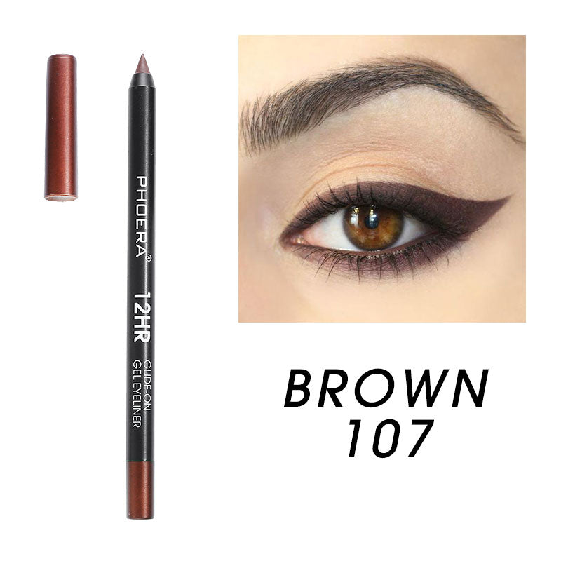 These long-lasting, water-resistant gel eyeliners. Super-rich pigmented colors that glide on easily, creamy for blending and stays put. This formula dries fast to a long-lasting finish that will not budge for 12+ hours. When your eye liner starts to get dull, use the sharpener to grind them back to a perfect point.     Specifications:  Size: 14.4*2*12.cm  Weight: 11g  Shelf Life: 3 Years  Cruelty free and vegan.     Package Included:  1 Eyeliner